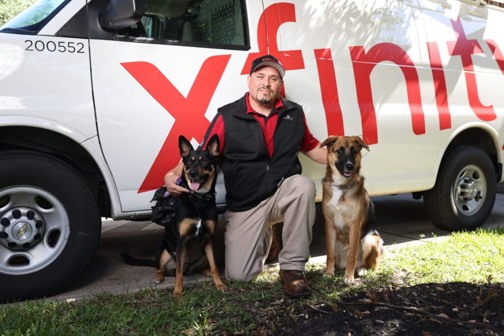 James and his dogs Ret and Rosy