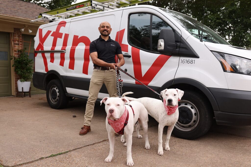 Cesar and his dogs Migo and Yoko