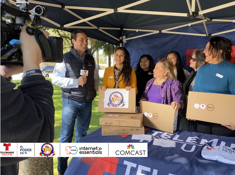 Telemundo Houston hosts and crew at an Internet Essentials event.