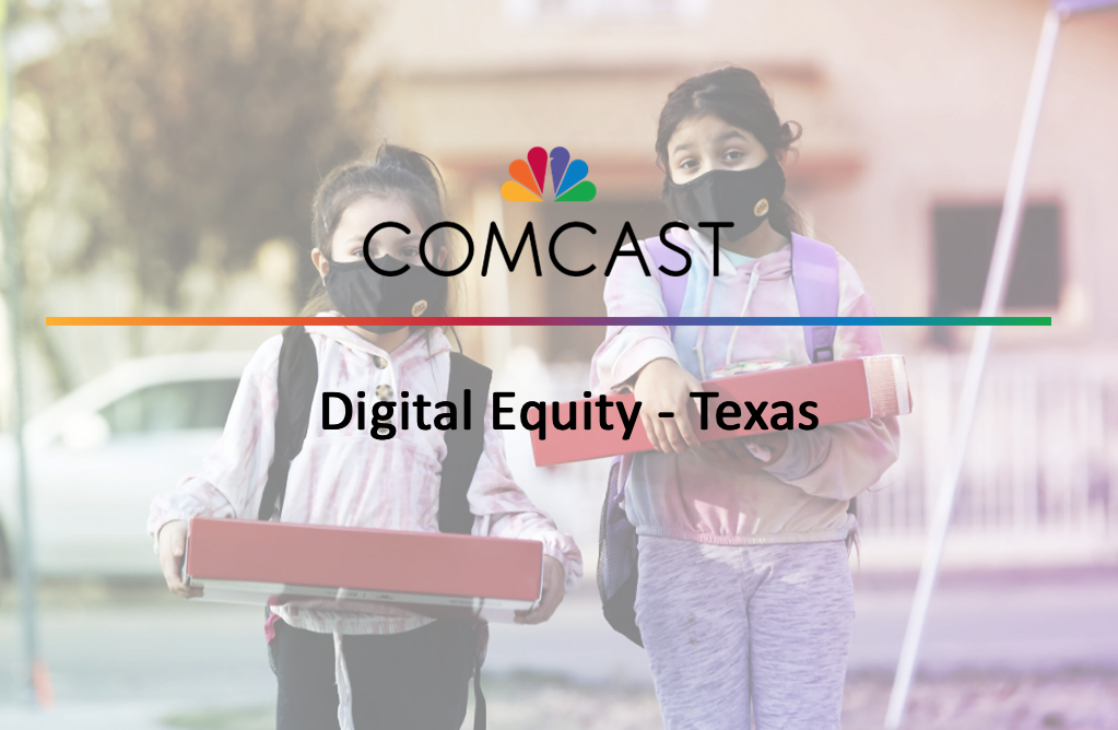 Two young girls walking and wearing masks holding laptop boxes