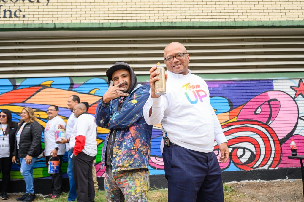 Volunteers preparing to paint