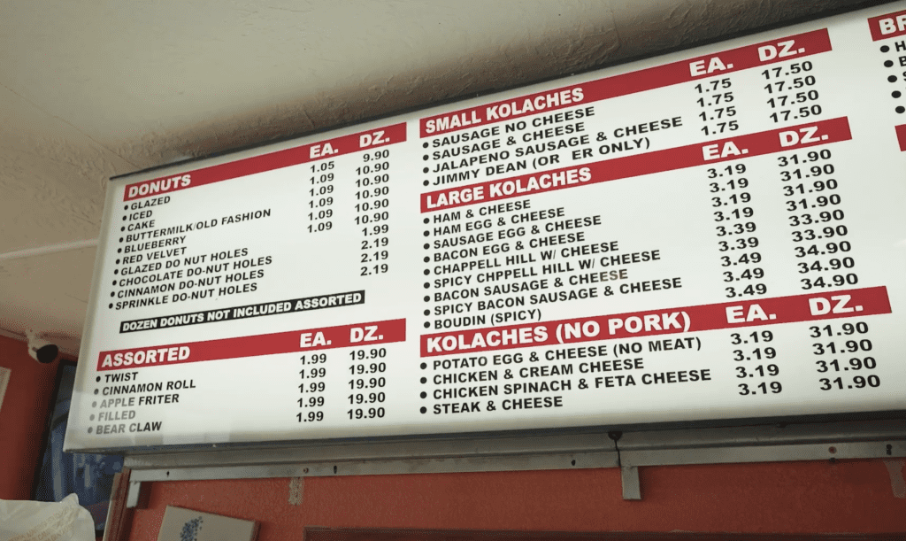 Image of lit menu sign